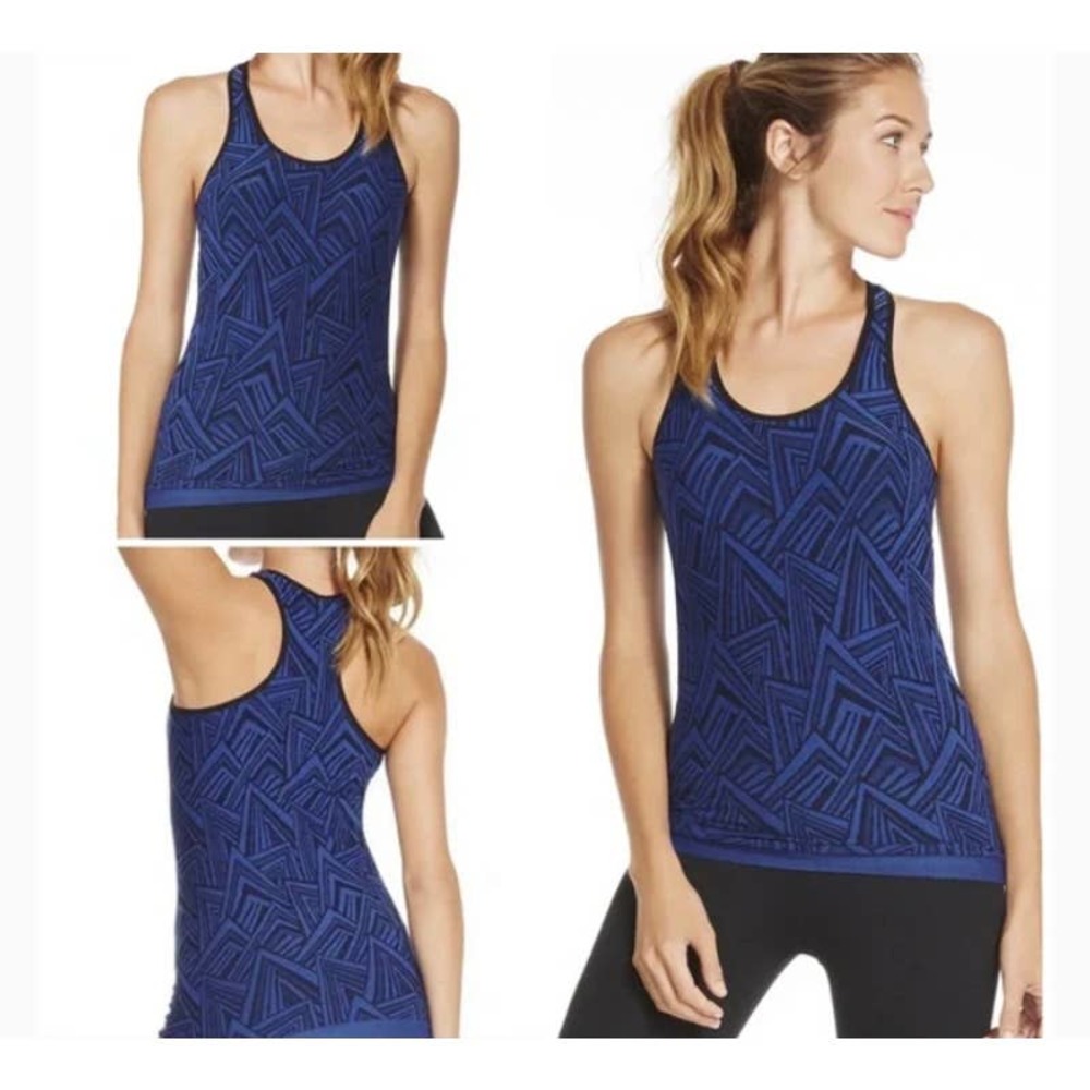 Fabletics Olympus Seamless Racerback Sleeveless Fitted Tank Blue Cobalt Medium